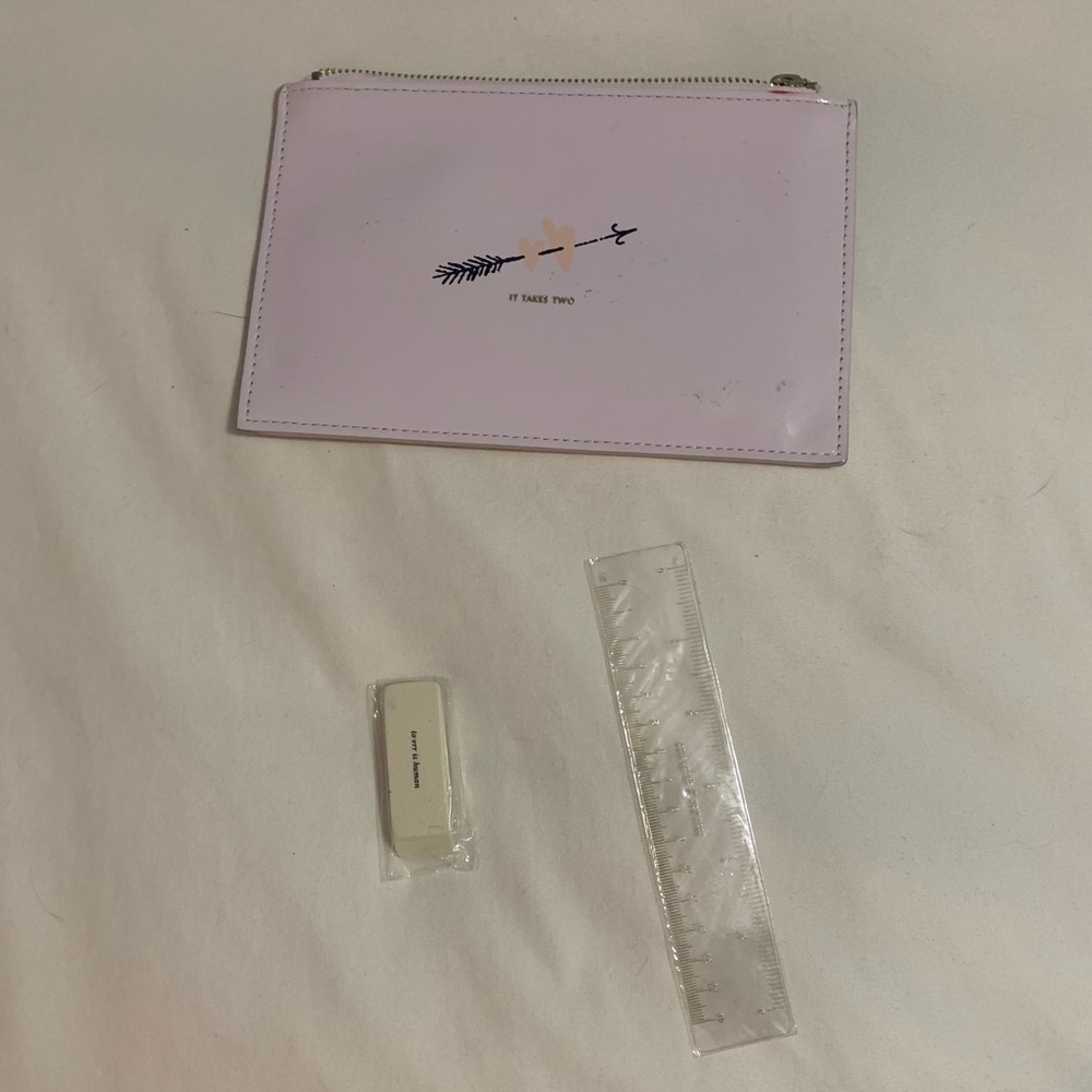 Kate, spade pencil pouch with eraser and ruler